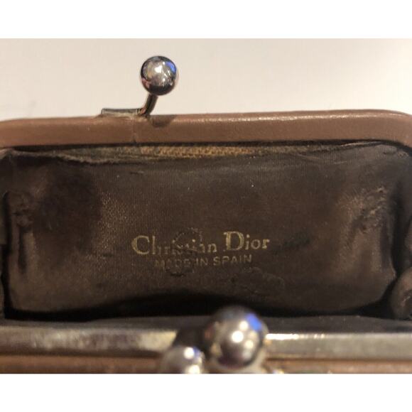 Christian Dior Rare Vintage Leather Monogram Kisslock Change Purse READ Descript - Picture 3 of 11
